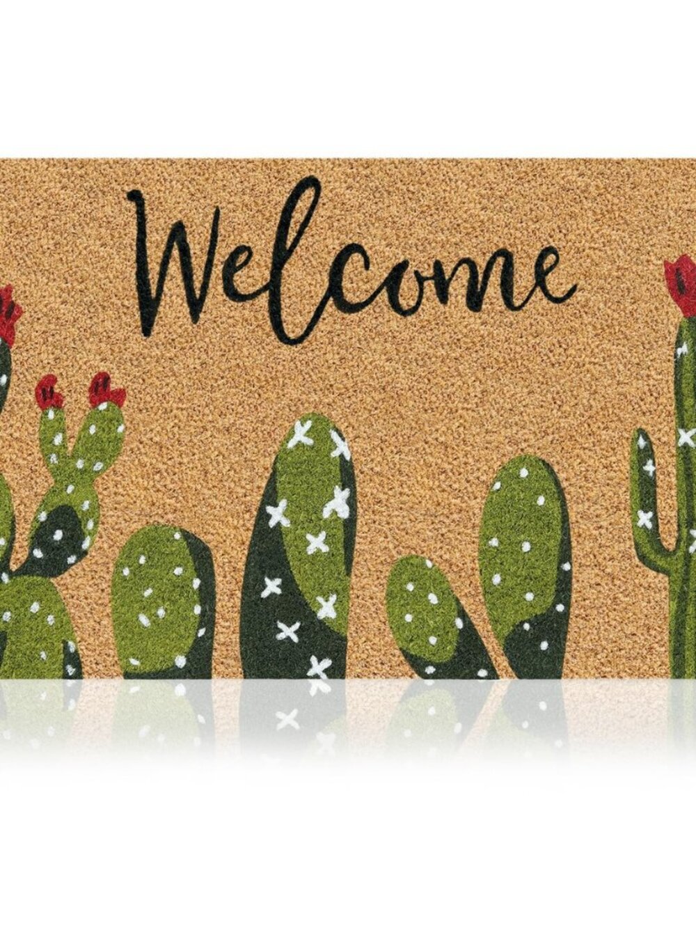 Coir Welcome Mat, Non-Slip, Cactus, 17 x 29 in